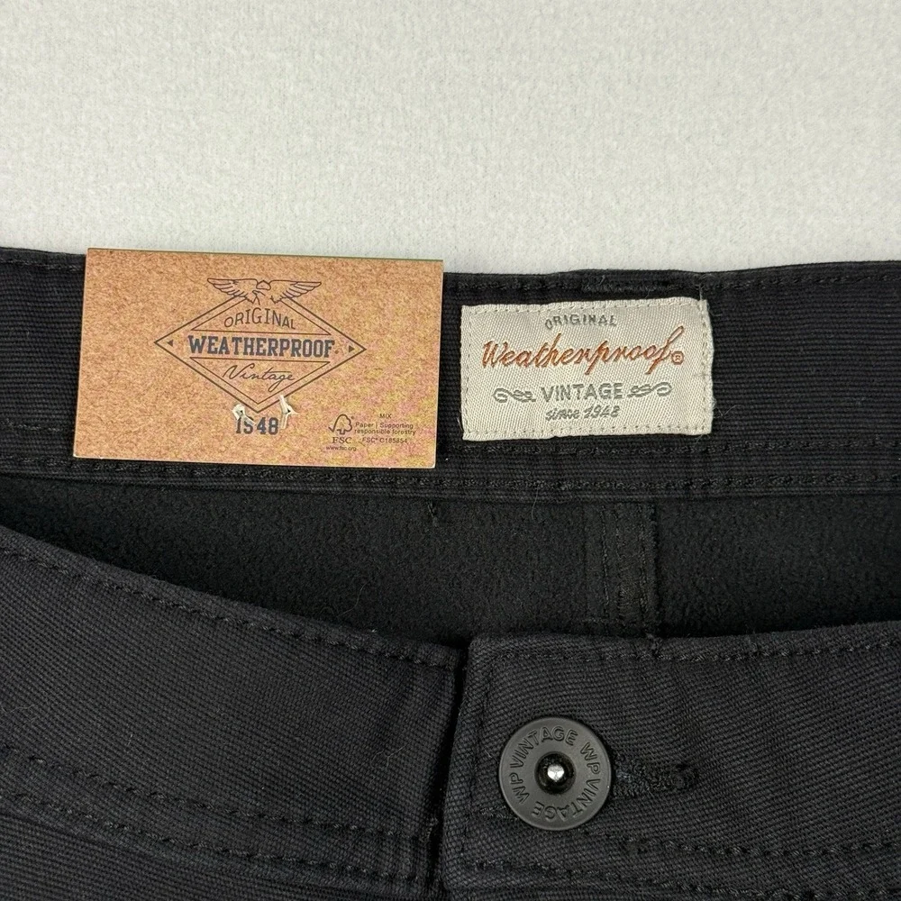 Weatherproof Vintage Pants Mens 38x30 Canvas Fleece Lined‎ Black Pants Flaw